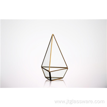 Clear Geometric Glass Terrarium Lantern Tabletop